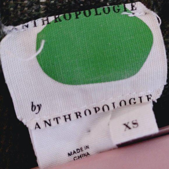 Anthropologie | Green Ribbed Bell Sleeve Mini Sweater Dress Wool & Alpaca Blend - Picture 8 of 12